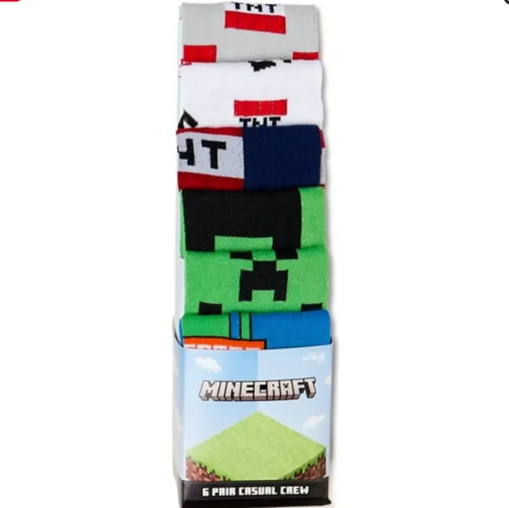 Minecraft Casual Crew Socks-6 Pairs